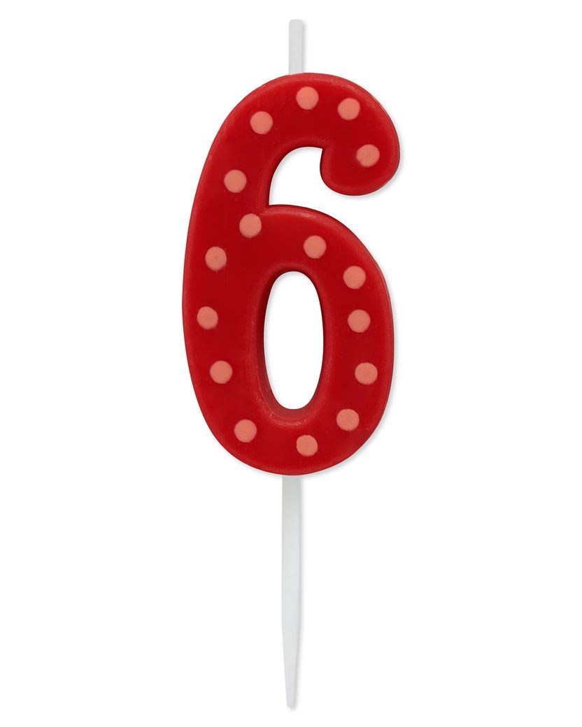 RED POLKA DOTS NUMBER BIRTHDAY CANDLE
