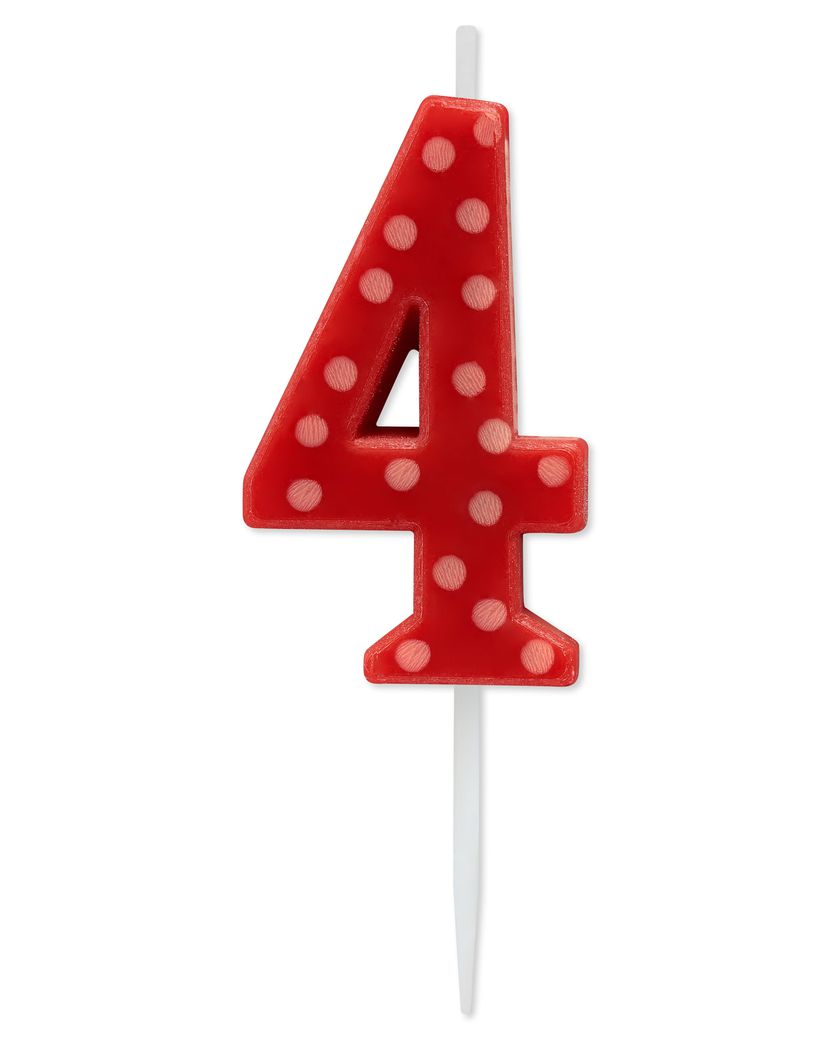 RED POLKA DOTS NUMBER BIRTHDAY CANDLE