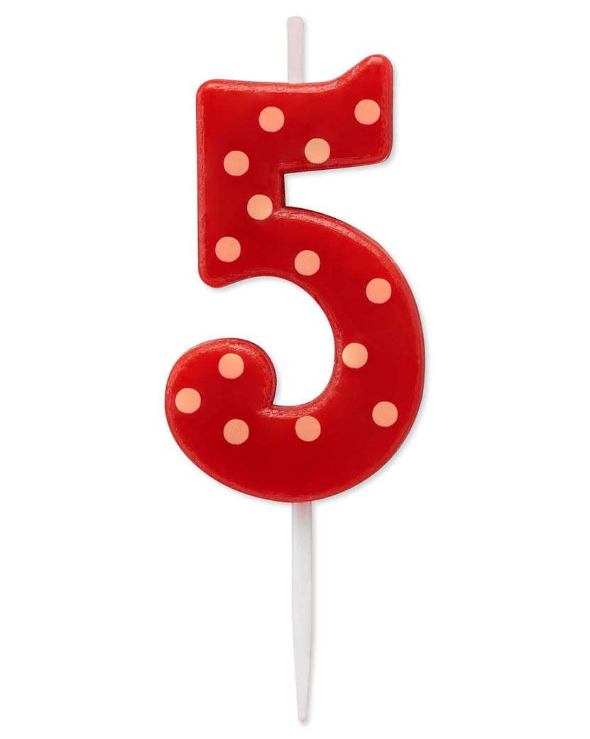 RED POLKA DOTS NUMBER BIRTHDAY CANDLE