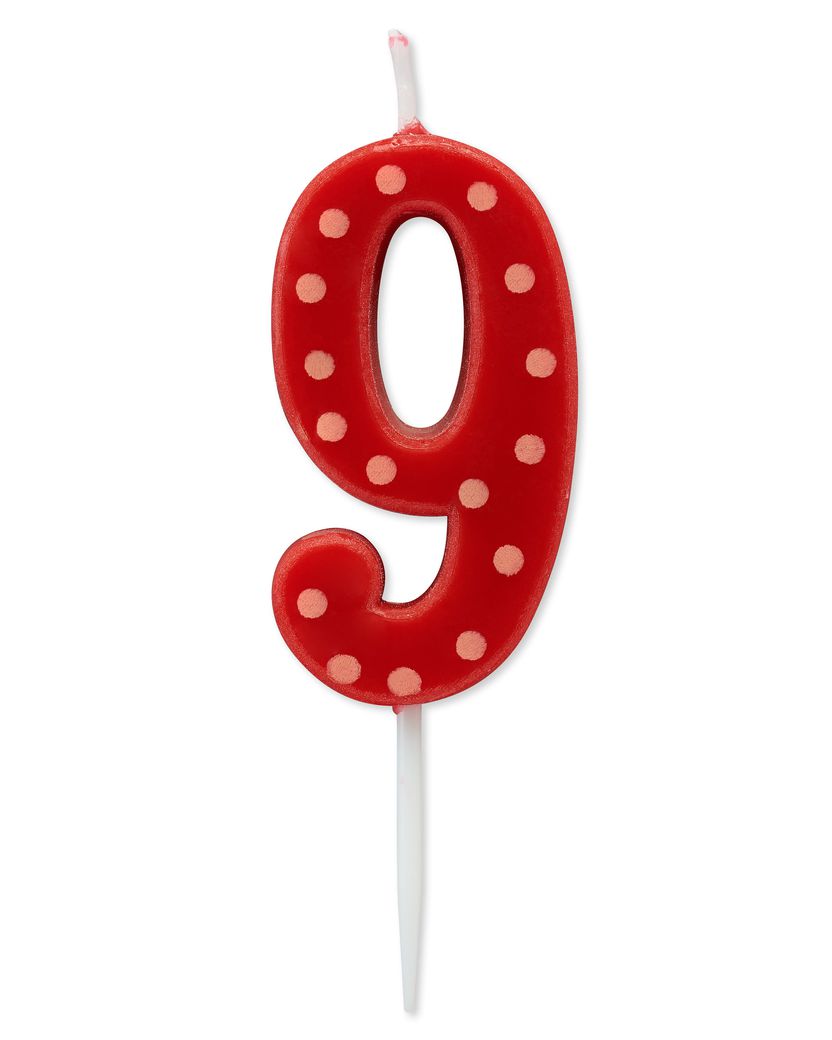 RED POLKA DOTS NUMBER BIRTHDAY CANDLE