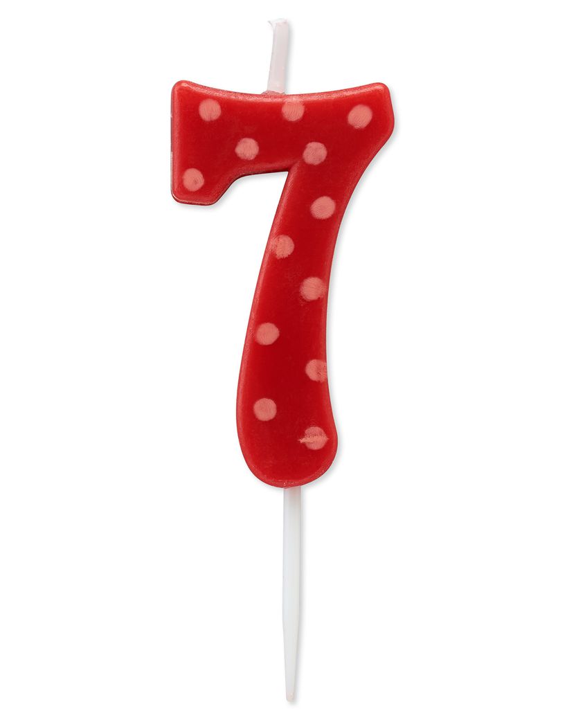 RED POLKA DOTS NUMBER BIRTHDAY CANDLE
