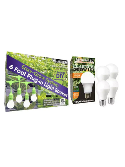 Miracle LED Corded 4-Socket Grow Light Kit with Bulbs