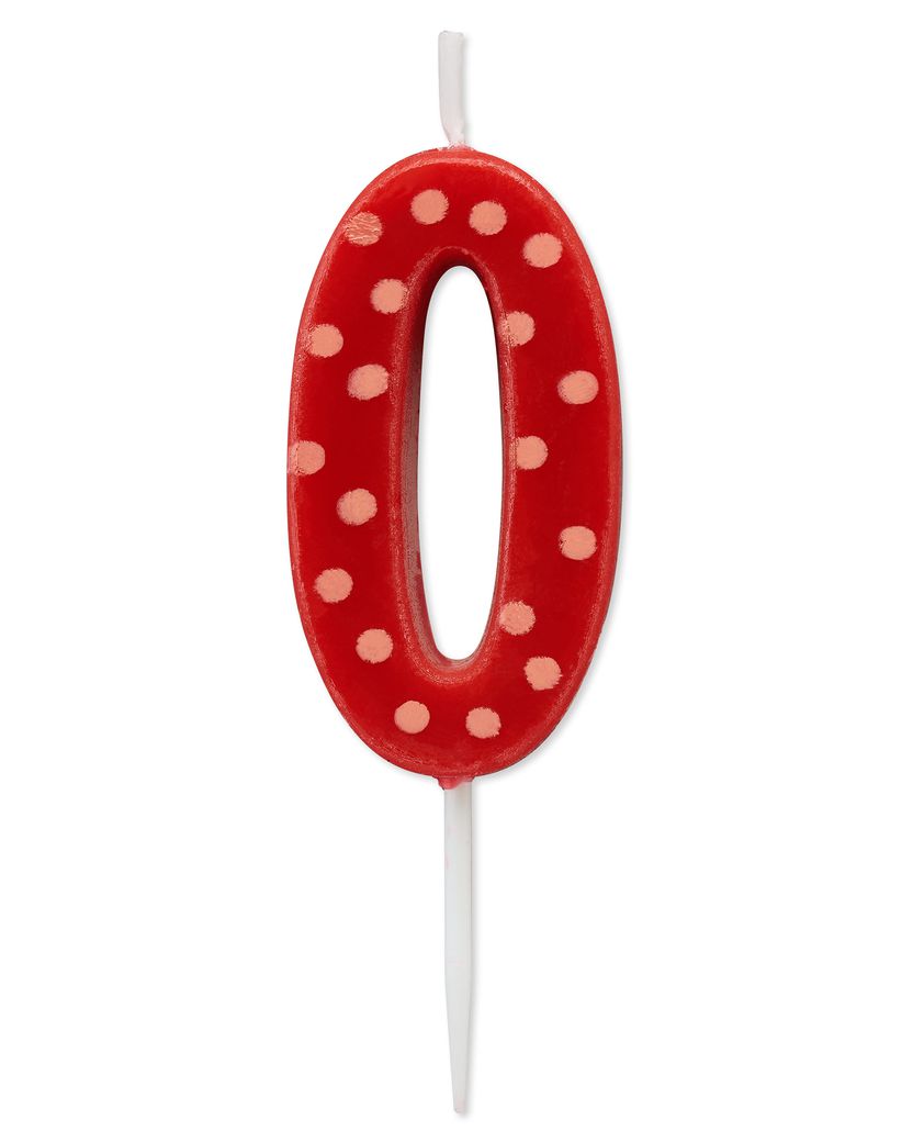 RED POLKA DOTS NUMBER BIRTHDAY CANDLE