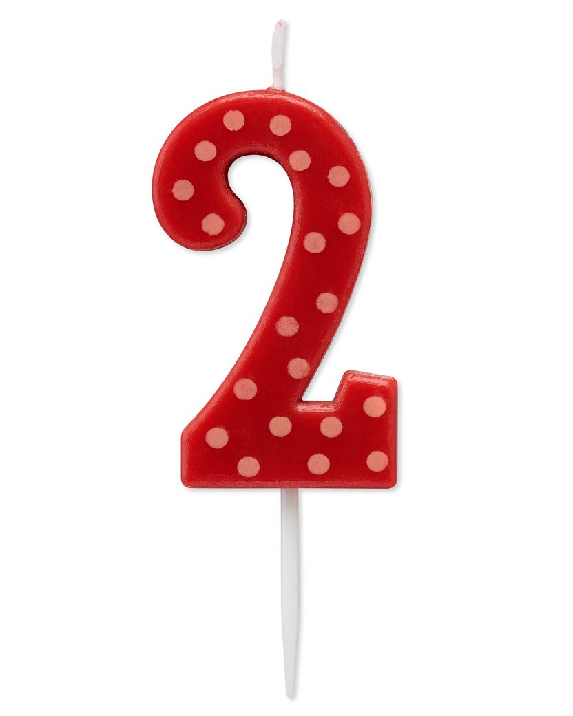 RED POLKA DOTS NUMBER BIRTHDAY CANDLE