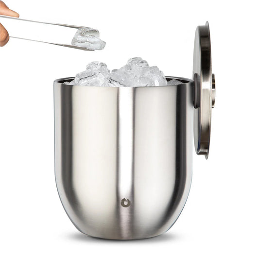 Vacuum Insulated Stainless Steel Ice Bucket with Lid and Tongs