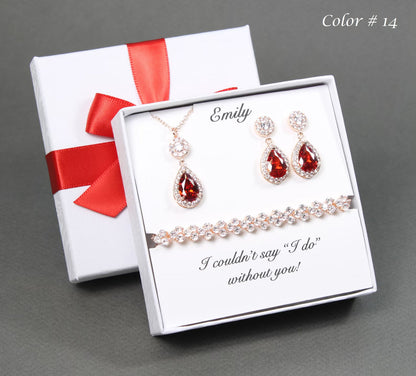 Bridesmaid necklace earrings set