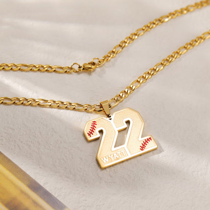 Customized Engraved Sport Number Necklace with Name