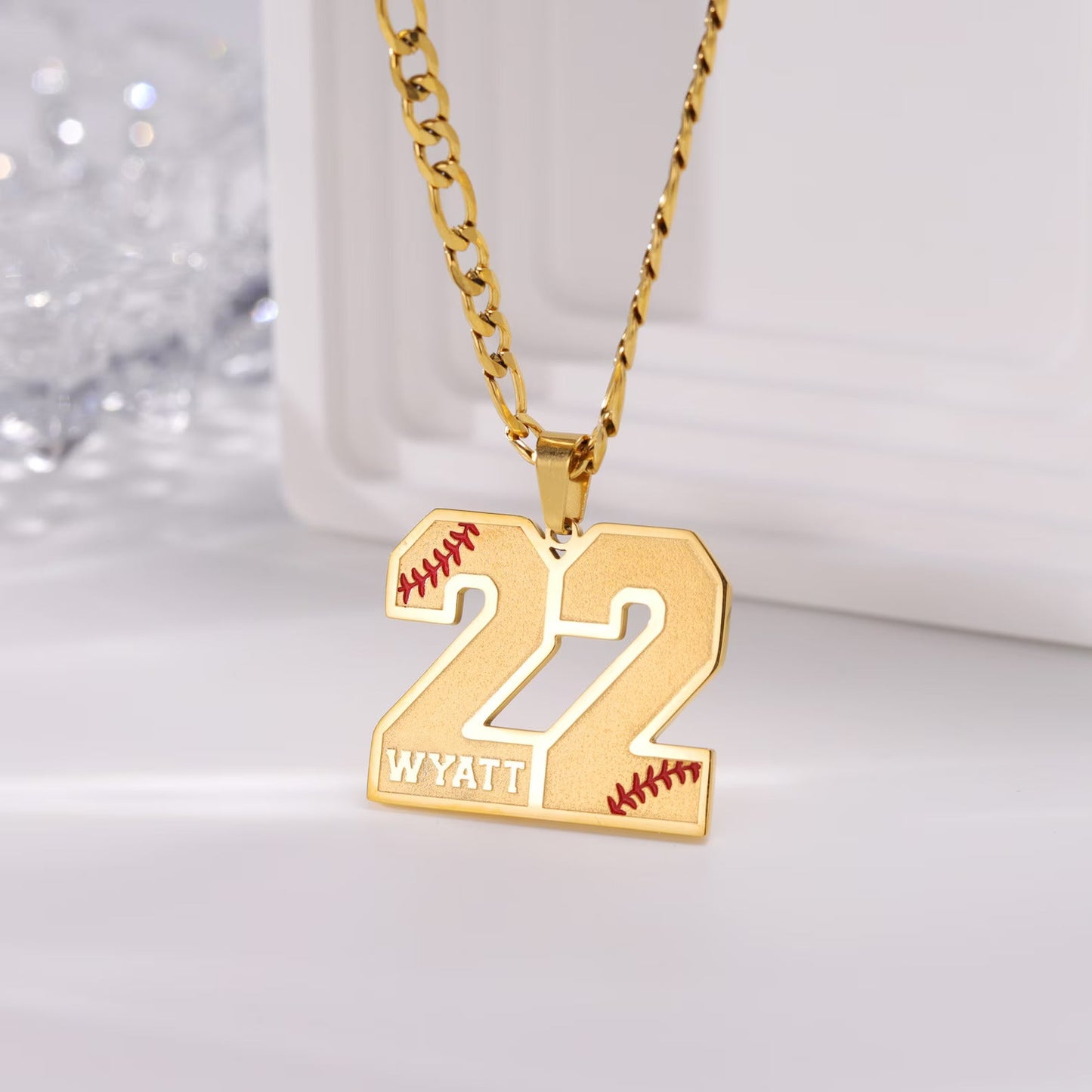 Customized Engraved Sport Number Necklace with Name