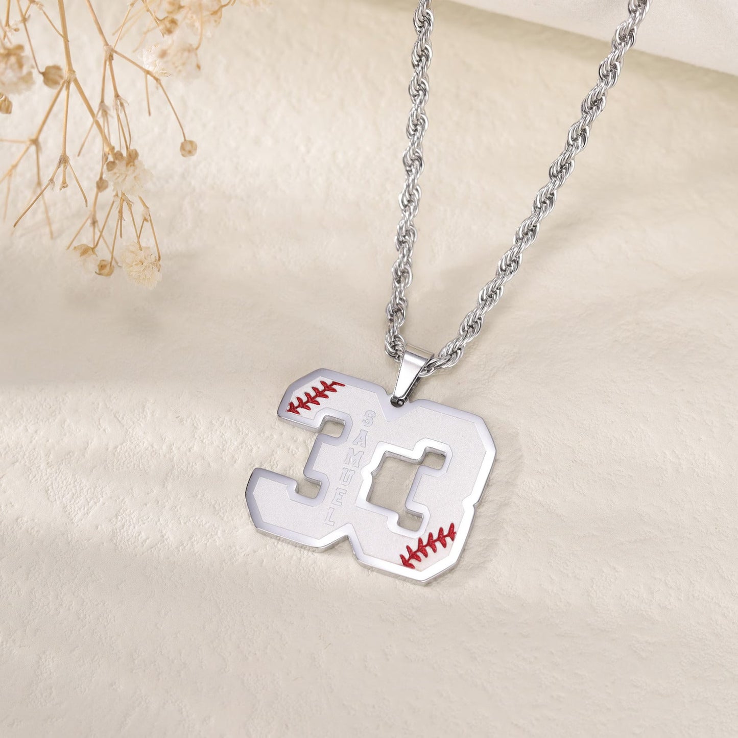 Customized Engraved Sport Number Necklace with Name