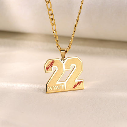 Customized Engraved Sport Number Necklace with Name