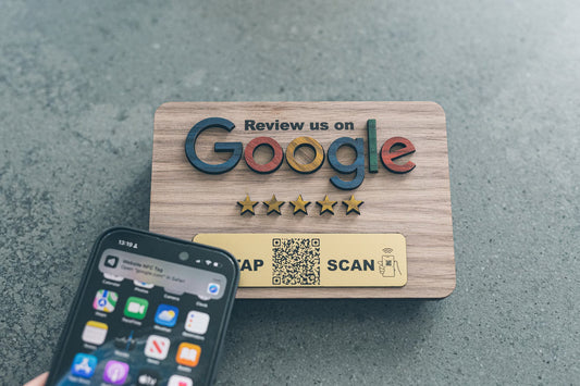 Tap & Review: 4D NFC Google Review Stand with QR Code